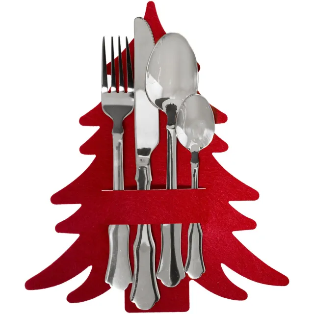 Feeric lights & Christmas Set van 4 bestekhouders in de vorm van een rode dennenboom Rood