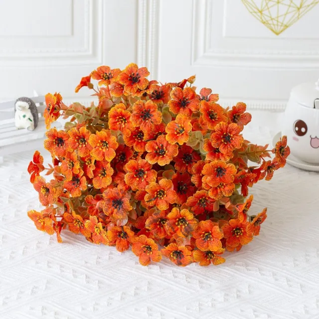 ibettertec Kunststoffen bloementuil - Set van 5 stuks - Kunstbloemen voor binnen en buiten - Onderhoudsvrij en weersbestendig Decoratiebloemen voor Thanksgiving, Kerstmis, Halloween en Pasen herfstbladrood