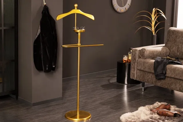 Invicta Interior Elegante valet VALET 128 cm goudkleurige aluminium kapstokhaak kapstok - 41689 Zie omschrijving