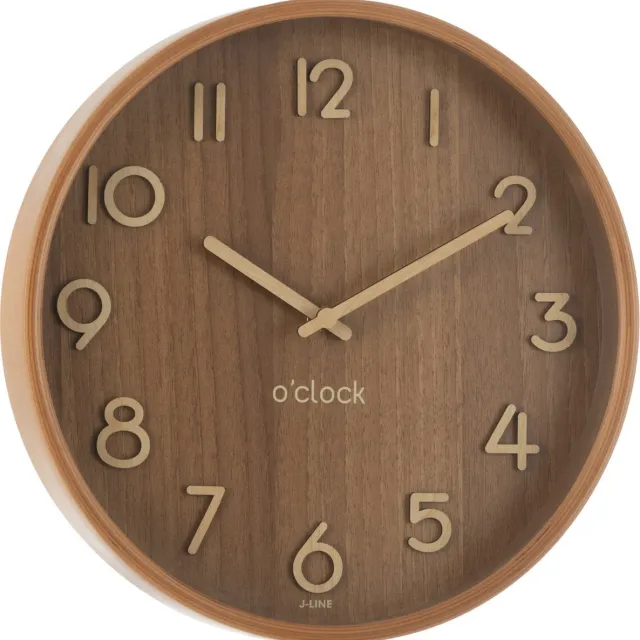 J-Line klok - multiplex/hout - donker naturel - small - Ø 30 cm