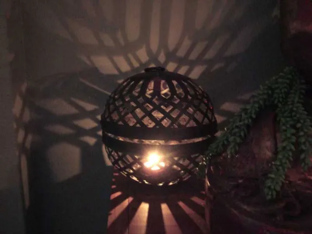 Varios Ijzeren windlicht rond doorsnede 25 cm bruin