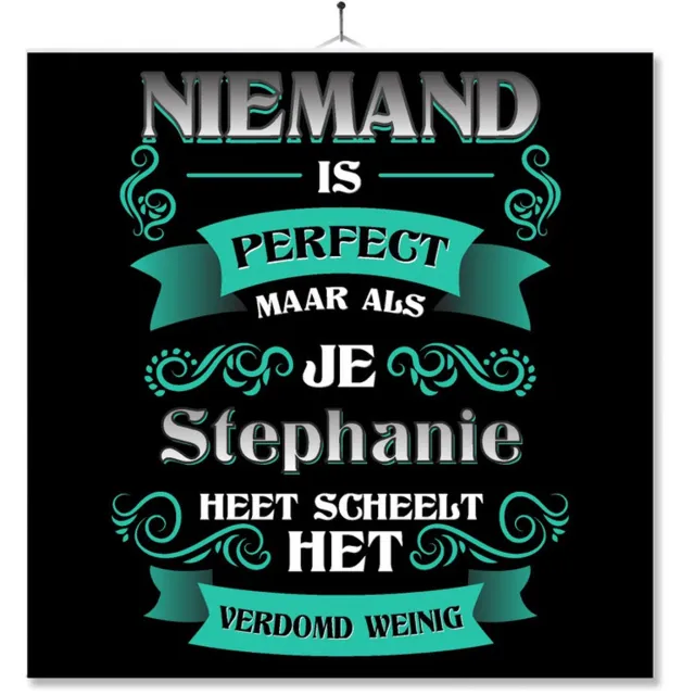 MC Living Tegel Met Opdruk | Kado | Cadeau | Niemand Is Perfect Maar Als Je Stephanie Heet Scheelt Het Verdomd Weinig Multi-Color