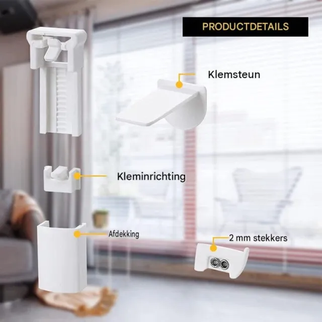 carmdering Plissé Klemsteunen – Plissé Houders Zonder Boren, Verstelbaar 1,5-2,2 cm Wit