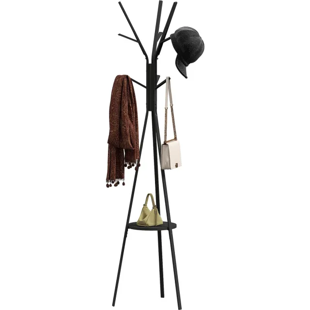 Homcom Kapstok - Metaal - 45x45x180cm - Zwart