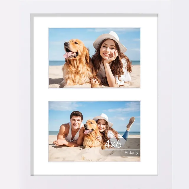 Homaxy Fotolijst - Fotolijst - Kan 2 Foto's Van 9 x 14 cm Met Rand Of 1 Foto Van 19 x 24 cm Zonder Rand Weergeven - Moderne Stijl - Wit