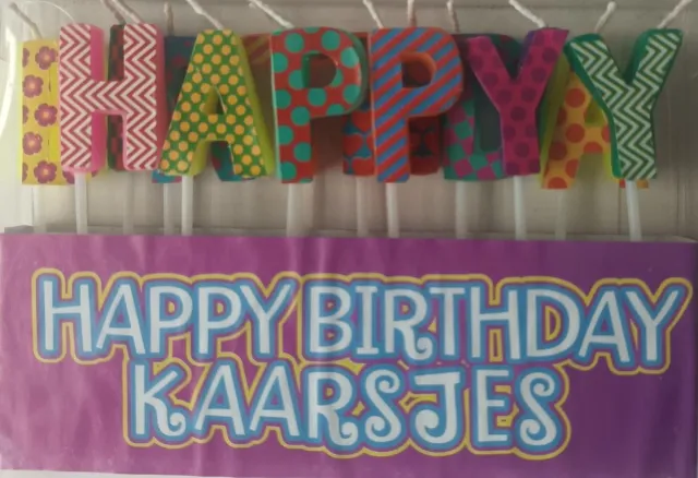 Touche Taartkaarsjes - Happy Birthday - Taart Kaars - 13 Kaarsjes - Multikleur - Hoogte ca.8cm