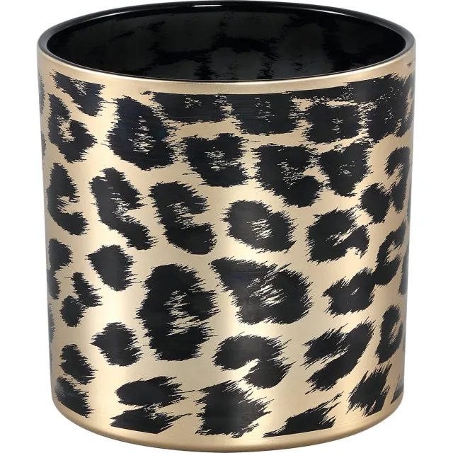 PTMD Desiree Windlicht Cheetah - H15 x Ø15 cm - Glas - Goud