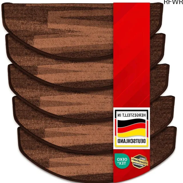 RFWR Trapmatten voor binnen, zelfklevend, halfrond, bruin, 15 stuks, 65 x 23,5 cm, modern design