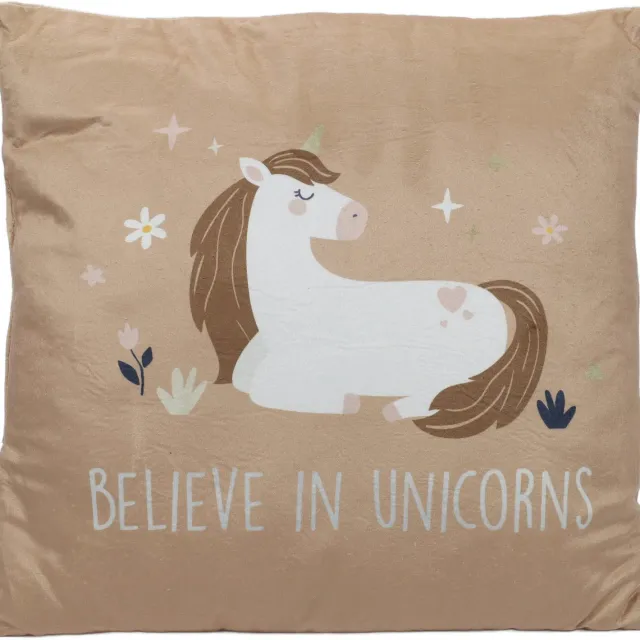 Home Styling Collection - Sierkussen - Decoratieve kussen met een eenhoorn, 40 x 40 cm - bruin