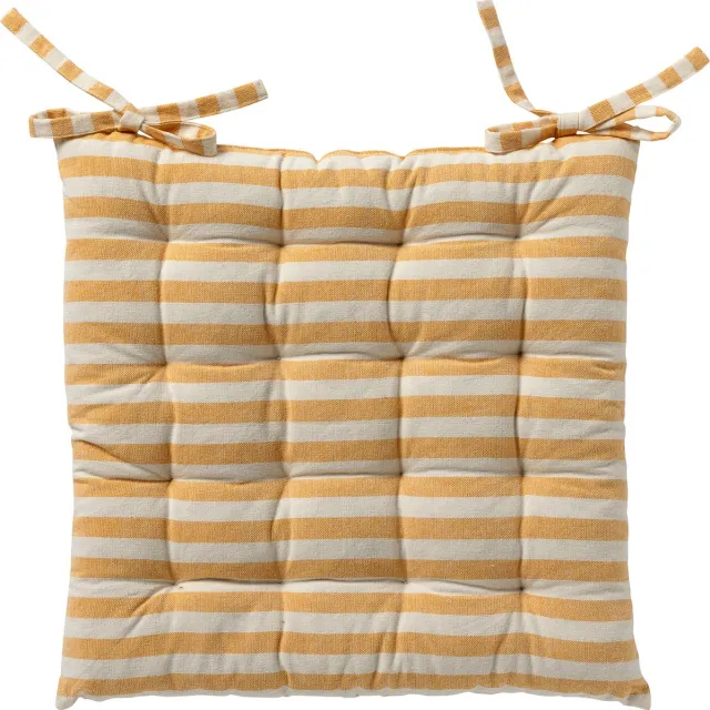 Dutch Decor COOPER- Matraskussen met gestreept motief- Golden Glow - vierkant - 40x40 cm - Zitkussen geel