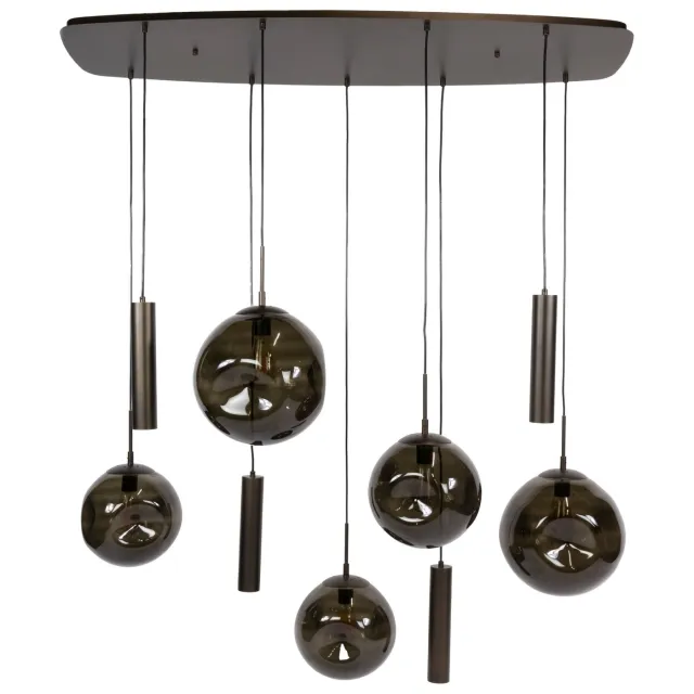 Nest of Nora Hanglamp Rina - 5+4-lichts pendellamp - Sienna bruin