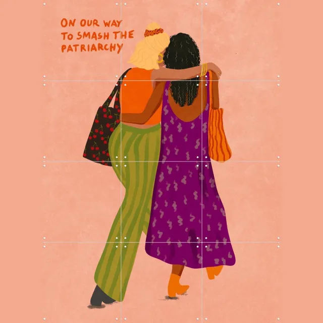 IXXI Smash The Patriarchy, Raissa Oltmanns - 60 x 80 cm - Grote wanddecoratie en posters - Kleurrijk, Illustraties, Modern, Digitale Kunst, Gang Oranje