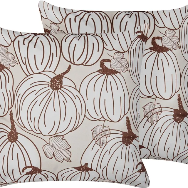 Beliani GOURD - Sierkussen set van 2 - Beige - 45 x 45 cm - Fluweel