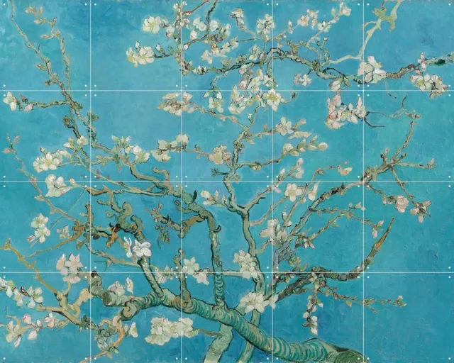 IXXI Amandelbloesem (1890), Vincent van Gogh (1853 - 1890) & Van Gogh Museum - 100 x 80 cm - Grote wanddecoratie en posters - Olieverf Koele tinten / Wit / Groen / Blauw