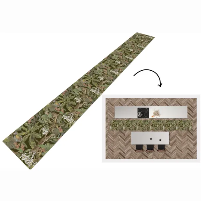 KitchenYeah Keukenloper - Keukenmat - Jungle - Dieren - Vintage - Patroon - 480x60 cm - Keuken vloerkleed Multicolor