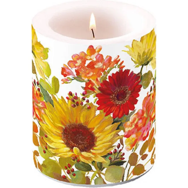 Ambiente Kaars - 75 branduren - Sunny Flowers Wit