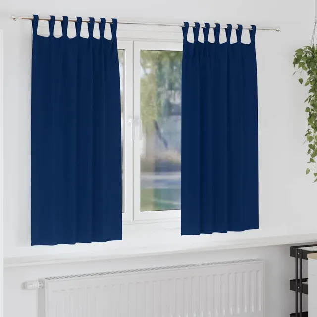 vidaXL Zwart-out Gordijnen met Ringen 2 st Donkerblauw 175 x 140 cm