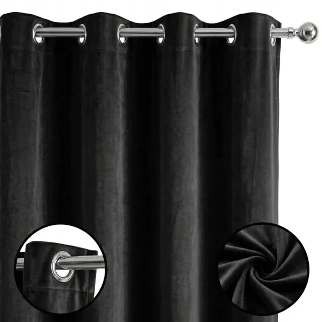 Flying Luxe zwarte velours gordijn 140x250 cm met ringen Black