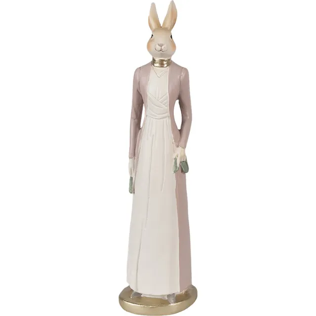 Clayre & Eef Beeld Konijn 28 cm Beige Roze Polyresin