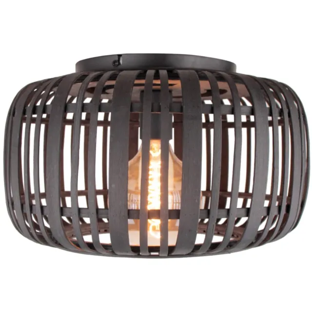 Various Leuchten Various Rattan Plafondlamp - 1-lichts - Ø33 cm - Zwart - Rotan