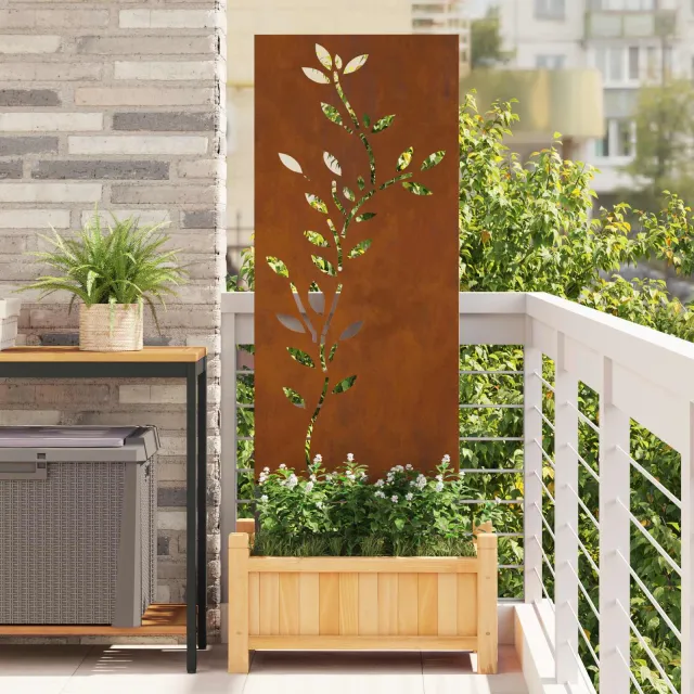 vidaXL Tuin Privacy Screen Bloemen Roestig 50 x 140 cm weervast staal