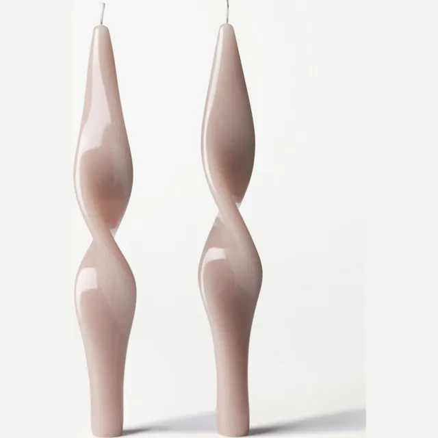 HEMA Dinerkaarsen XL ⌀4.3x27cm gedraaid ivoor - 2 stuks (ivoor)