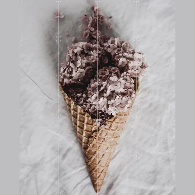 IXXI Floral Scoops, STUDIO HANNAH LEMHOLT - 80 x 100 cm - Grote wanddecoratie en posters - Fotografie, Eetkamer, Keuken, Woonkamer, Bloemen Roze / Pastel kleuren / Warme kleuren