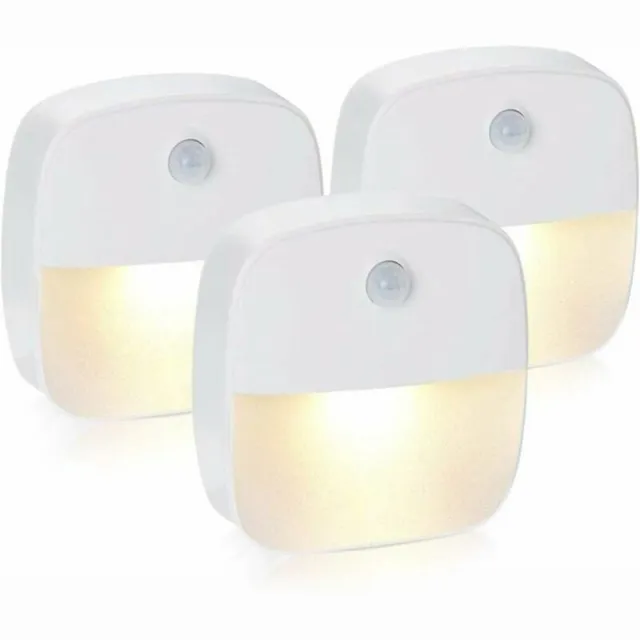 GelldG LED-nachtlampje - Nachtlampje met bewegingsmelder - Op batterijen - Trapverlichting met bewegingsmelder - Geschikt voor binnenverlichting - 3 stuks - 0,5 W warm wit