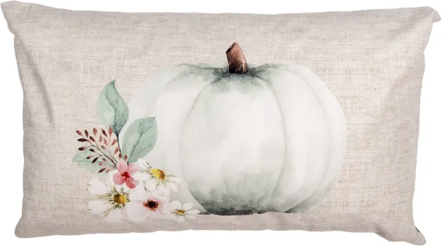 Clayre & Eef Kussenhoes Overig 30x50 cm Beige Groen Polyester Pompoen Herfst decoratie