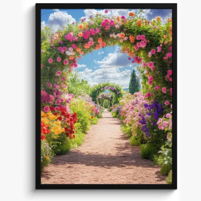 FrameYourWall Poster in lijst - Fotolijst 50x70 cm - Posters - Doorkijk - Bloemen - Kleurrijk - Natuur - Posterlijst zwart - Decoratie - Wanddecoratie woonkamer - Muurdecoratie slaapkamer Doorkijk - Kleurrijk