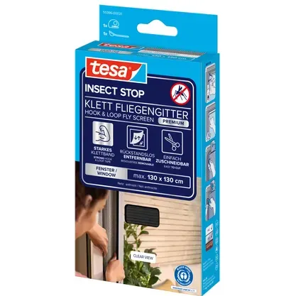 Tesa Raamhor Insect Stop - 130x130cm - Zwart - Met Klittenband