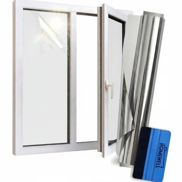 Homewell Zonwerende Raamfolie - 90x300cm - Isolerend - Statisch & Herbruikbaar - Tegen Hitte & Inkijk - HR+ Geschikt – 25% Spiegeleffect Zilver Zilver 25%
