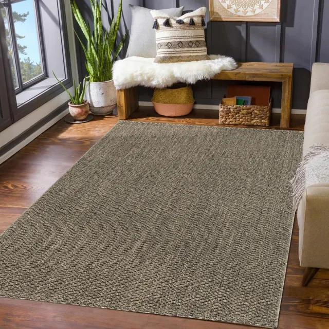 TT Home Tapijt Tuin Weerbestendig Woonkamer Boho Natuurlijke Kleuren Structuur Jute Look 160 x 220 cm Rechthoek 160 x 220 cm Rechthoek Groen