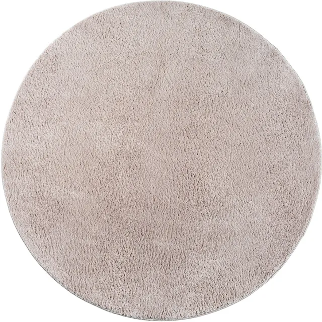 Mia´s Teppiche Mia’s Teppiche Taos – superzacht kortflor vloerkleed met antislip rug, wasbaar, zand, 200 cm rond