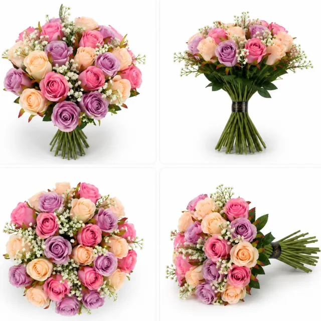 The Bloomistic Company The Bloomistic® – Zijden Boeket– 15x rozen – 55 cm hoog – Kunstbloemen – Valentijnsdag– nepbloemen – rozen – roos – decoratie – decoratie woonkamer 15st