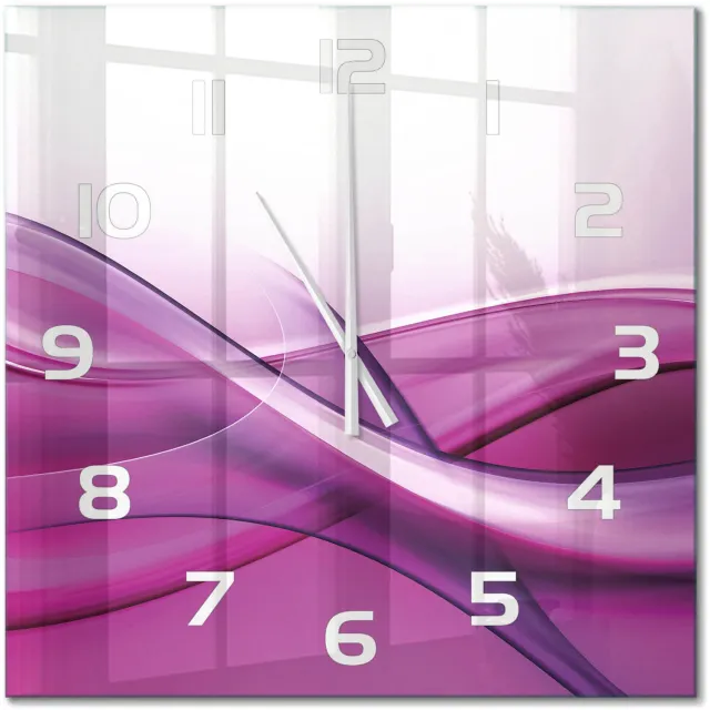 TULUP Wandklok - Golfachtergrond Klok Glas Met Opdruk - 60x60 cm - Roze Moderne Wandklok Glas - Witte handen - Vierkante Klok - Decoratieve Glazen Klok - Glazen Wandklok Design
