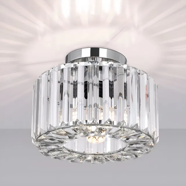 Ulisem Moderne Kristallen Kroonluchter Chroom - Semi Flush Plafondlamp - Voor Slaapkamer Eetkamer Hal - K9 Kristal E26 Fitting - Modern Design Luxe Uitstraling - Eenvoudige Installatie