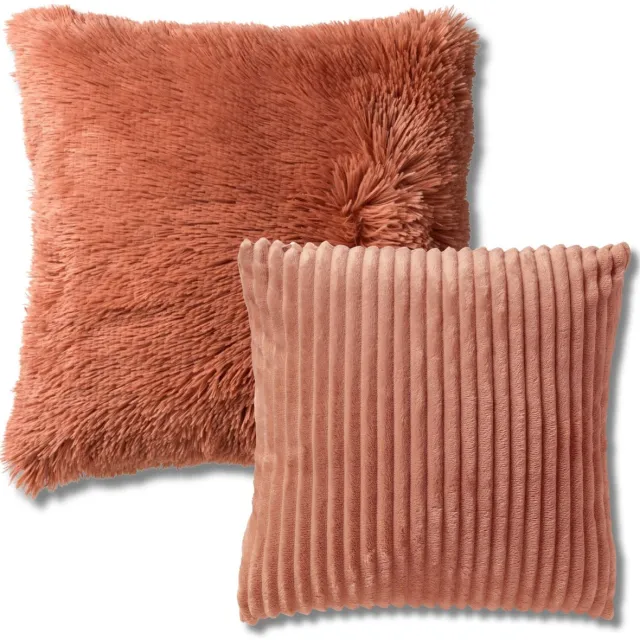 Dutch Decor KUSSENSET - 2-delig - Cosy Layers - 60x60 cm, 45x45 cm - inclusief binnenkussens - roze - Met Ritssluiting – Decoratie set sierussens - Comfortabele kussentjes voor op de Bank multicolor