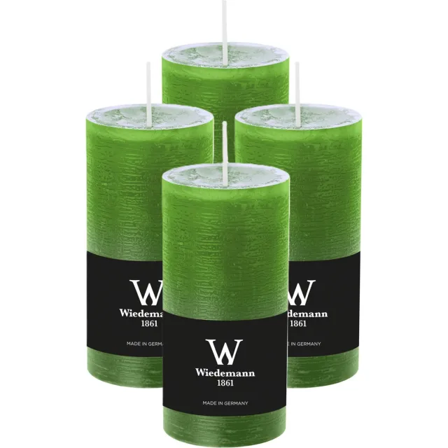 Wiedemann Cilinderkaars/stompkaars - 4x - rustieke kaars - lichtgroen - 6 x 12 cm - 42 branduren
