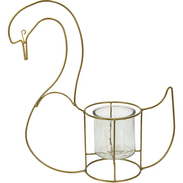 Clayre & Eef Theelichthouder Zwaan 33x13x41 cm Goudkleurig IJzer