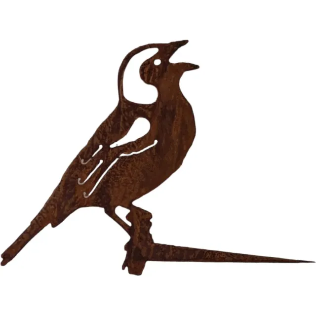 Dream-Garden Tuindecoratie tjilpende vink met pin 20x27 cm Roest bruin