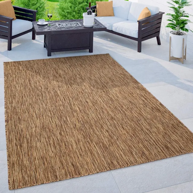 flycarpets Veniro Effen Binnen en Buitenkleed Bruin - 200x280 cm - Laagpolig Vloerkleed Buiten - Tuinkleed / Tuintapijt