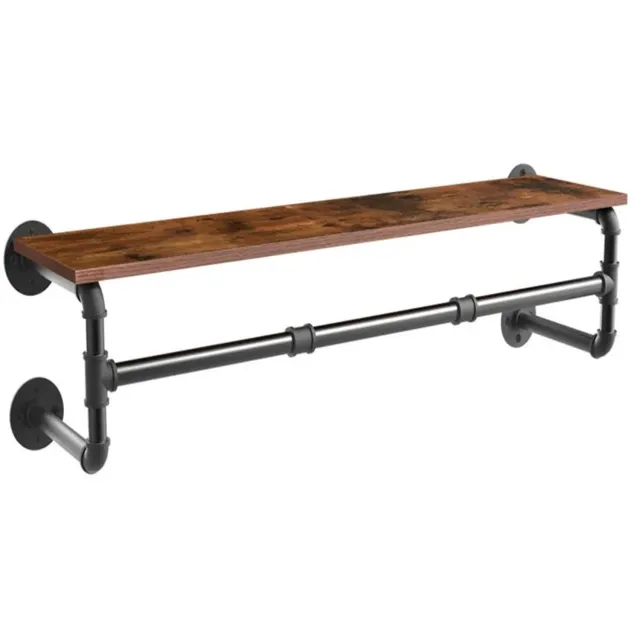 PRIMO HOME Prime Home Kledingrek - Kapstok - Wandkapstok - Garderoberek - Met houten plank - 104,9cm breed - Bruin