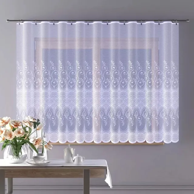 Wisan Tola jacquard vitrage Gordijn 300 x 150 cm - Curtains - hoogwaardig jacquardgordijn- wit- 300 x 150 cm