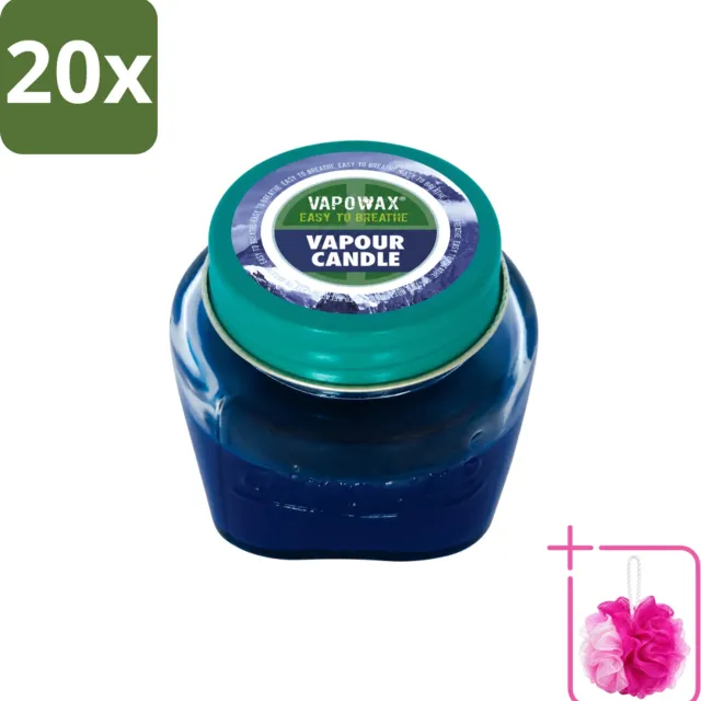 Airpure 20 x Airpure - Kaars Tegen Verkoudheid - Geurkaars - Verlichting bij Verkoudheid - 28,5 g - Bulkverpakking - Kaars tegen verkoudheid - Douchemop - Geurige kaars blauw