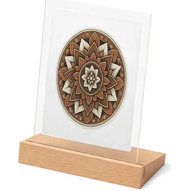Mr Cadeautjes Glasframe met vaste tekst - design Ronde set met een stilistisch botanisch kompasmotief | cadeau Wit