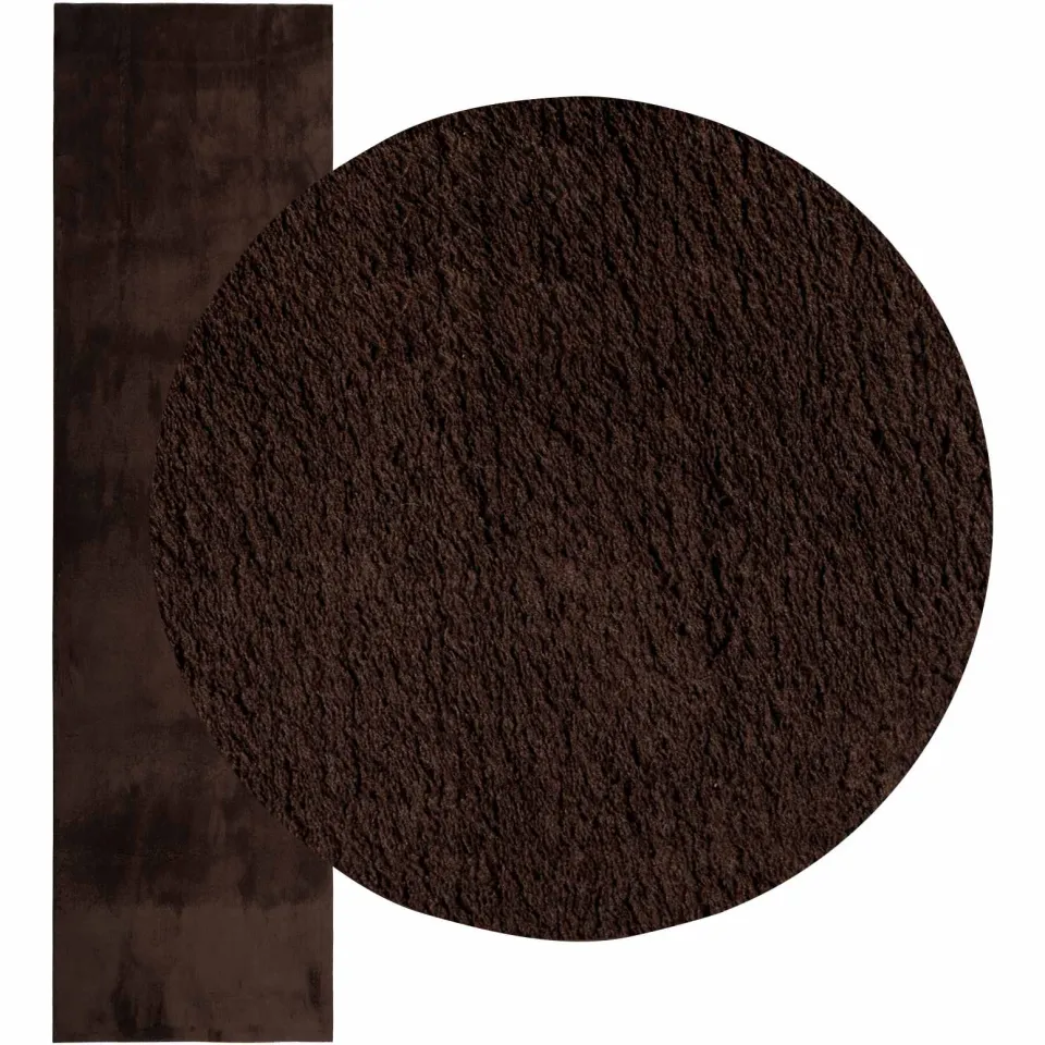 vidaXL Vloerkleed HUARTE Bruin 80 x 750 cm 100% Polyester Plat