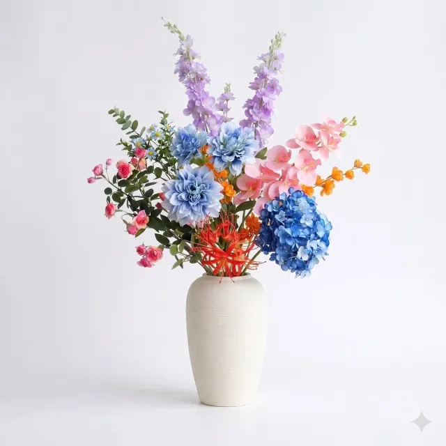 sogiol Zijden bloemen boeket - Kunstbloemen - Inclusief vaas - Onderhoudsvrij - Geschikt voor huis, boerderij- en tafeldecoratie - Flexibele arrangementen Veelkleurig