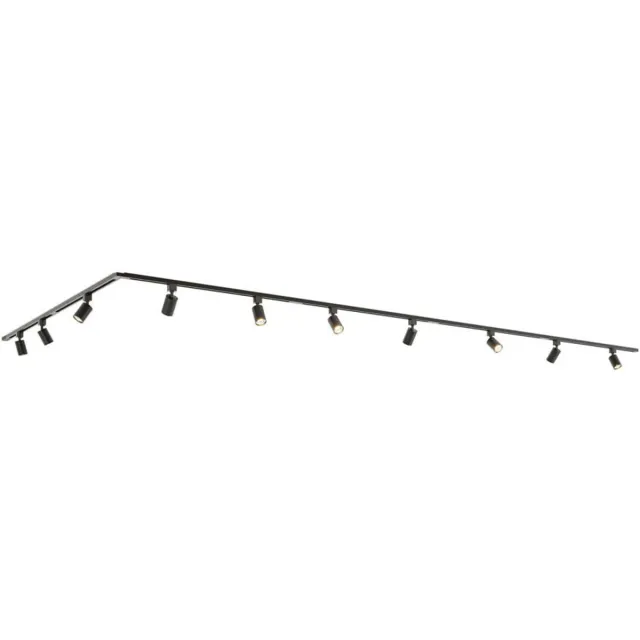 HOFTRONIC railverlichting pakket L-vorm – 6 meter – 10x GU10 spots 2700K warm wit – dimbaar – aluminium zwart – IP20 – modulair – 230V – railspots zwart woonkamer keuken