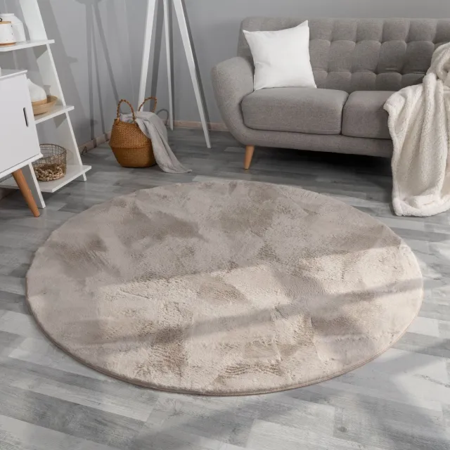 TT Home Woonkamer hoogpolig tapijt imitatiebont moderne effen kleuren pluizig zacht 80 x 80 cm Rechthoek 80 x 80 cm Rechthoek beige